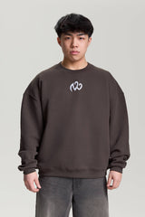 Front view of gray NV Loose Sweatshirt with white embroidered logo